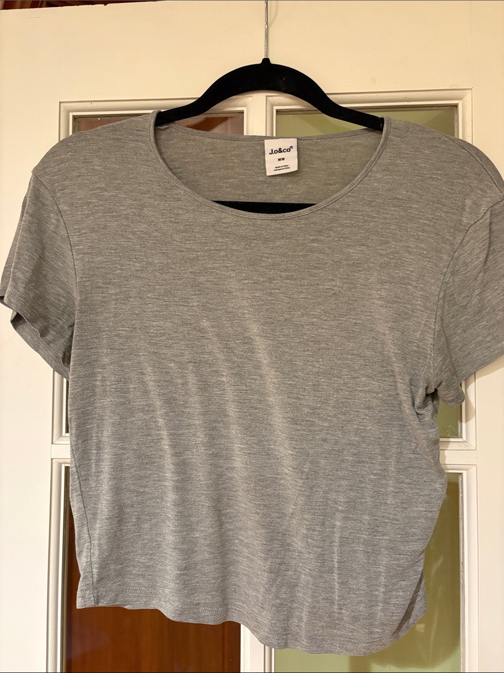 Gray Short Sleeve Crewneck Top